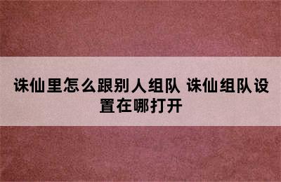 诛仙里怎么跟别人组队 诛仙组队设置在哪打开